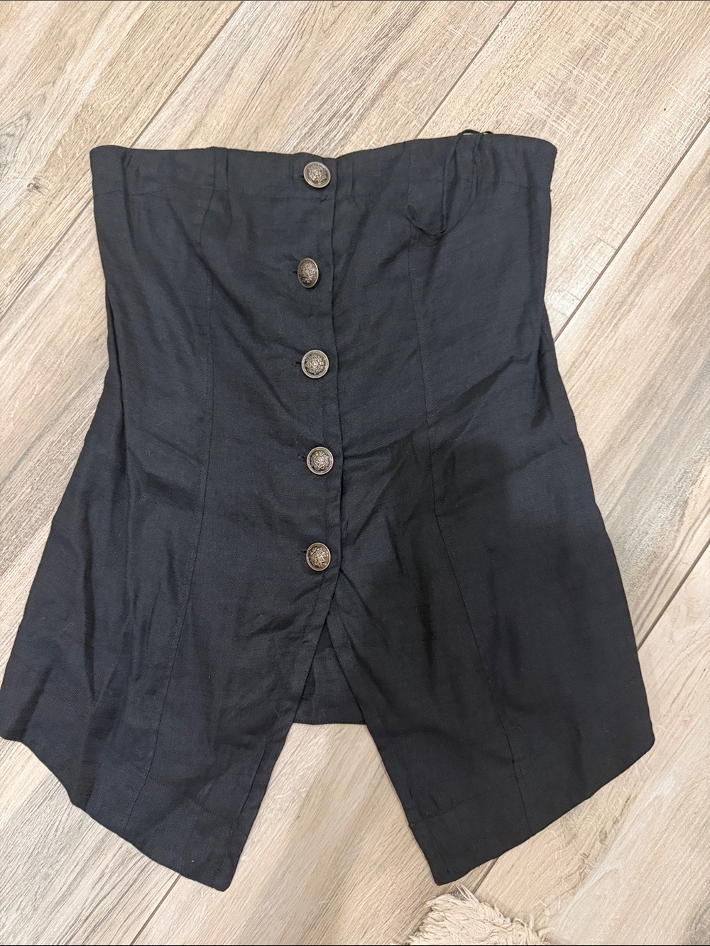 NWT Free People Black Button-Front strapless top